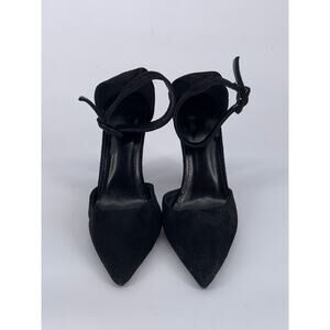 UNBRANDED Women's Black Faux Suede Pointed-Toe Ankle Strap Pumps SZ 6